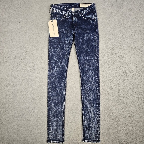 Rag & Bone Skinny Jeans Womens 24 Blue Acid Wash W1502K520 New With Tags - Picture 2 of 8